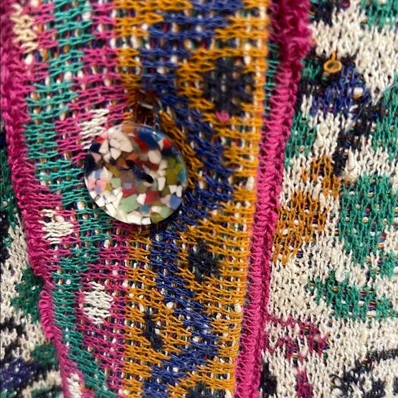 Vintage Missoni Colorful Scenic Architectural Print Cardigan Sweater SZ XL
